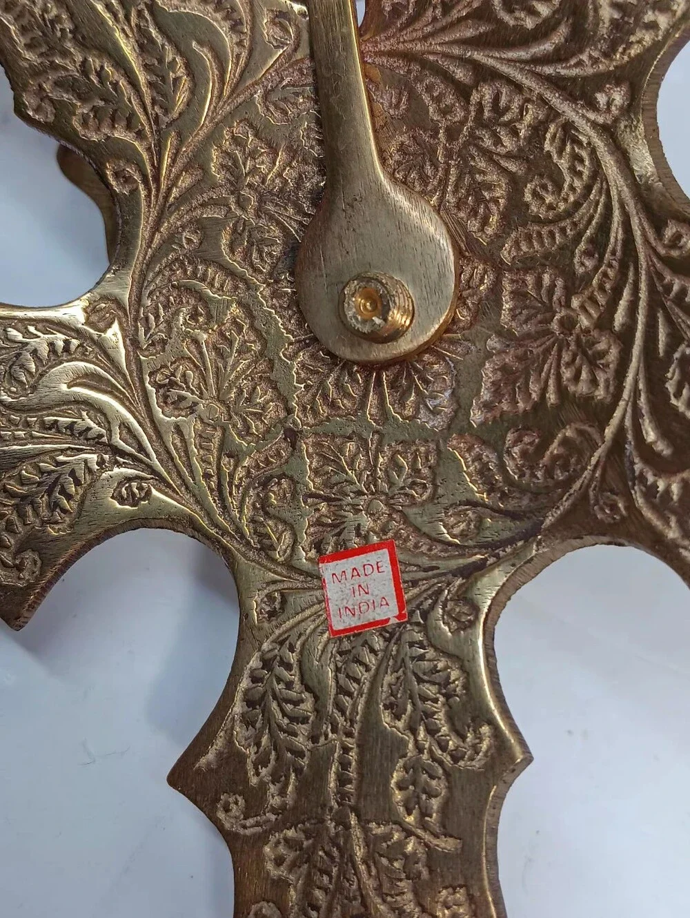 Vtg. Pair Of Brass Holly Candlestick Holders Made In India